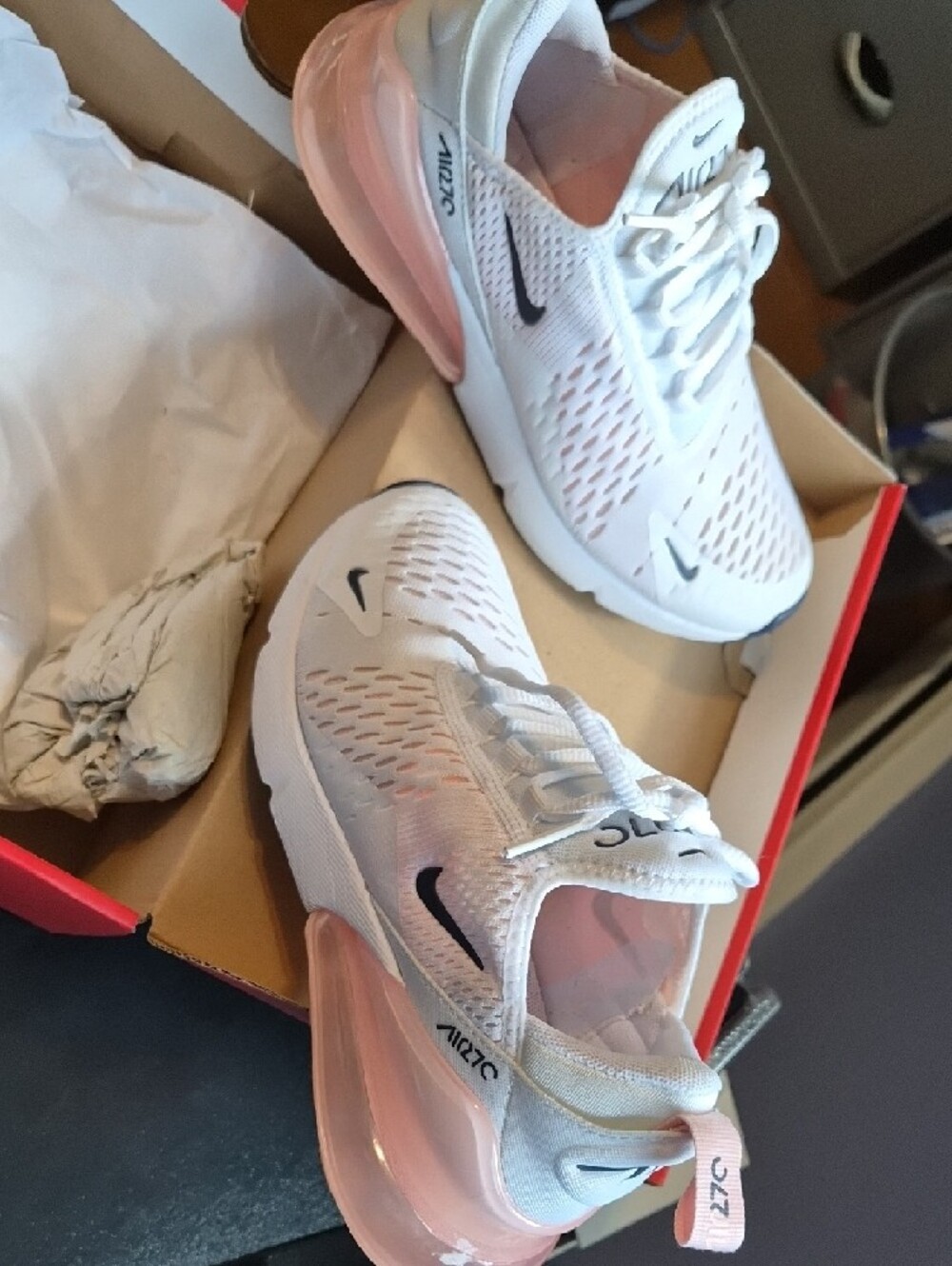 Nike Women’s Moto 2K Air270 White Sneakers with Pink Air Heel - Picture 6 of 12